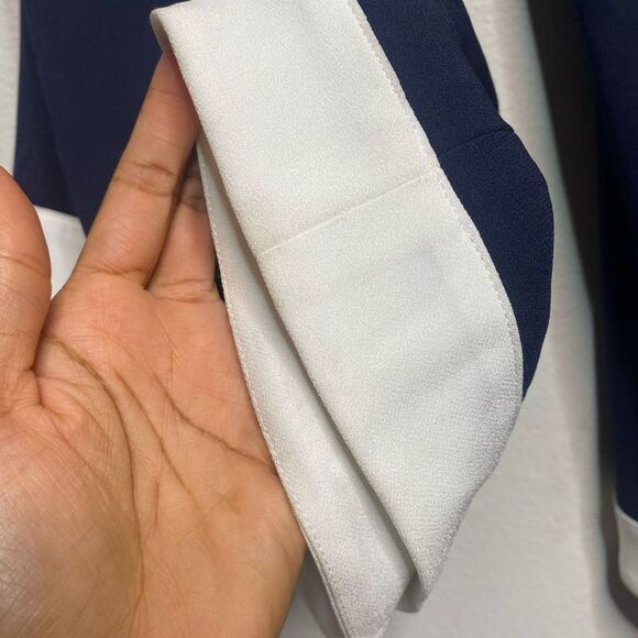 Elegant Navy and White Flare Pants Galvan - Picture 10 of 10